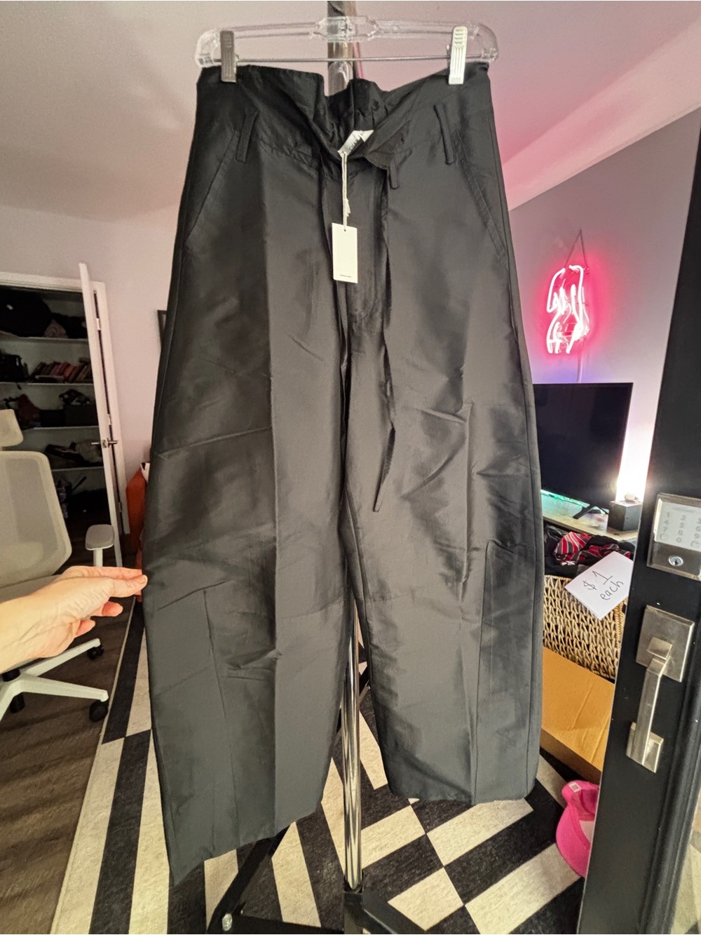 Chan Luu Black Wide-Leg Drawstring Chinos